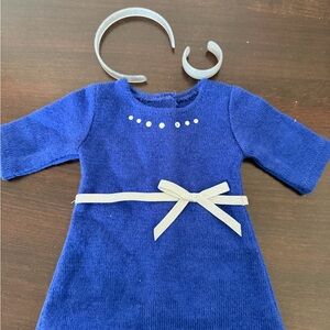 American Girl Royal Blue Knit Doll Outfit with silver accessories